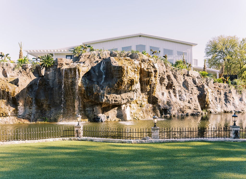 A beautiful waterfall on the Dallas Oasis estate