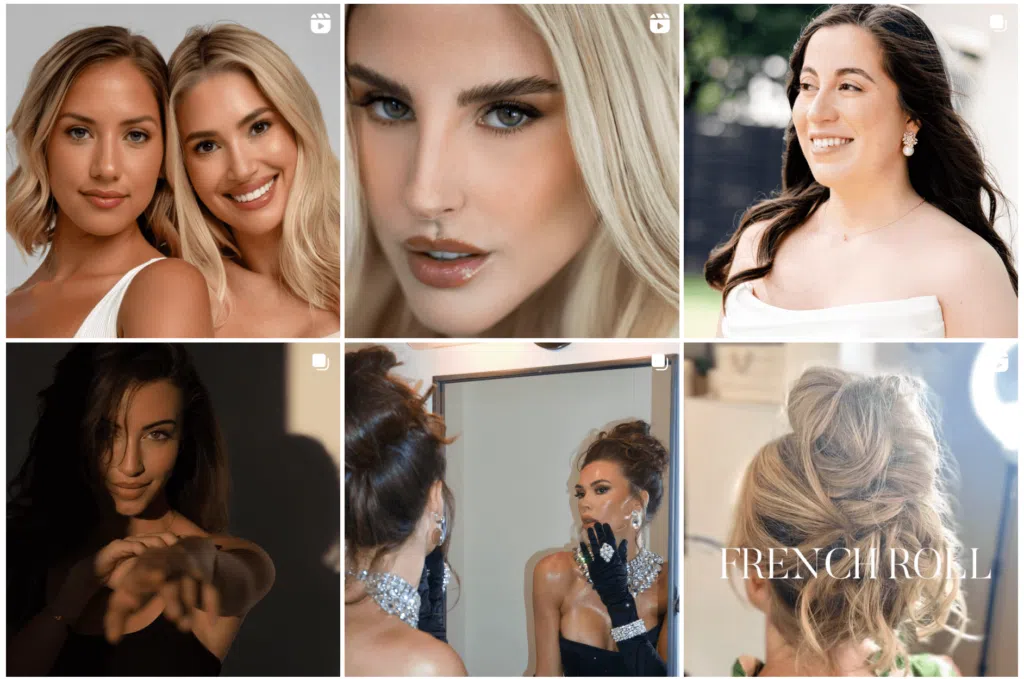 Sample of the portfolio from Backstage Bridal makeup and hair salon.