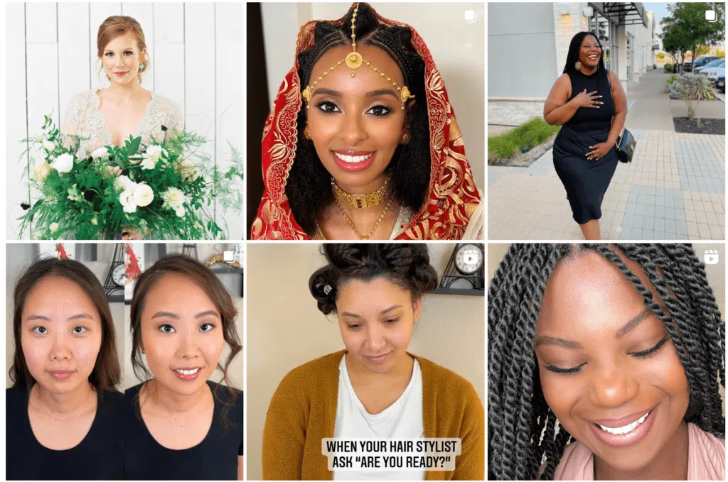 Bridal transformation photos from Melissa J Beauty