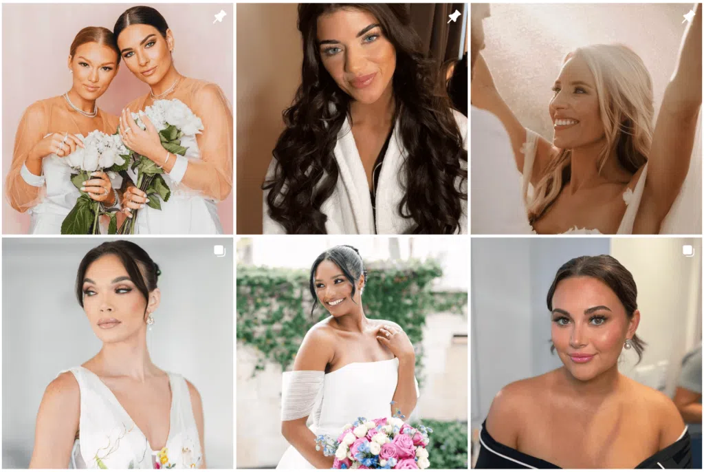 Sample portfolio of hair/makeup shots from The Styling Stewardess; Screenshot taken from Instagram